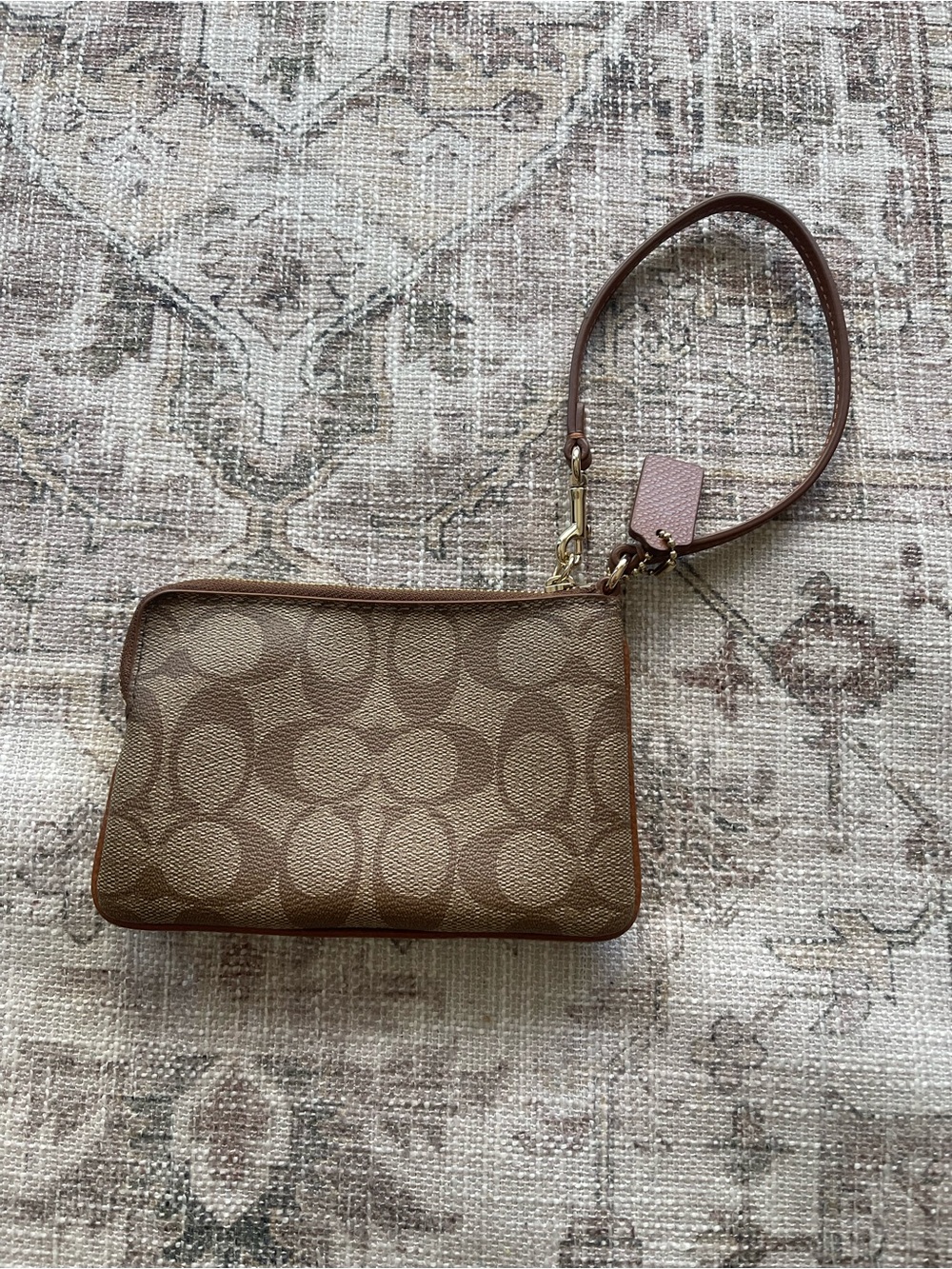 Coach Tan and Brown Signature Wristlet - Picture 2 of 7